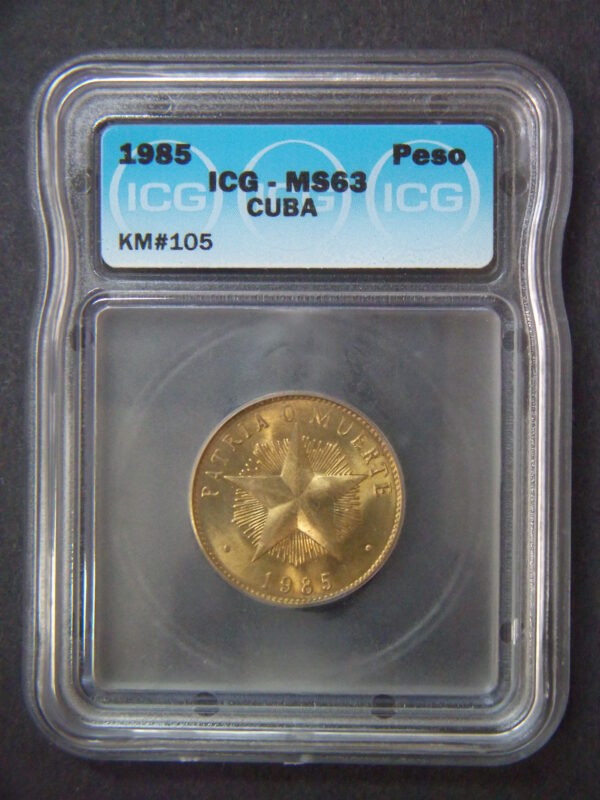 1985 Brass Peso ICG MS63