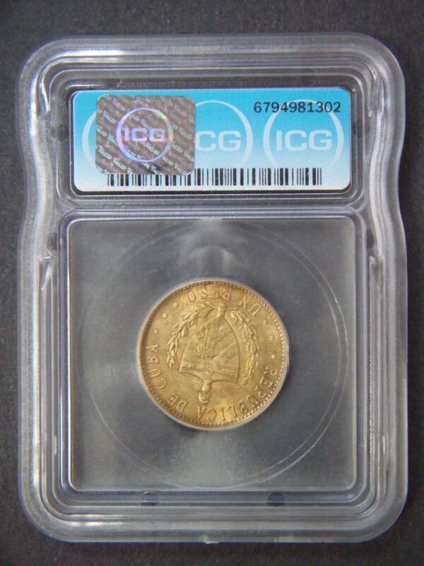 1985 Brass Peso ICG MS63 - Image 2