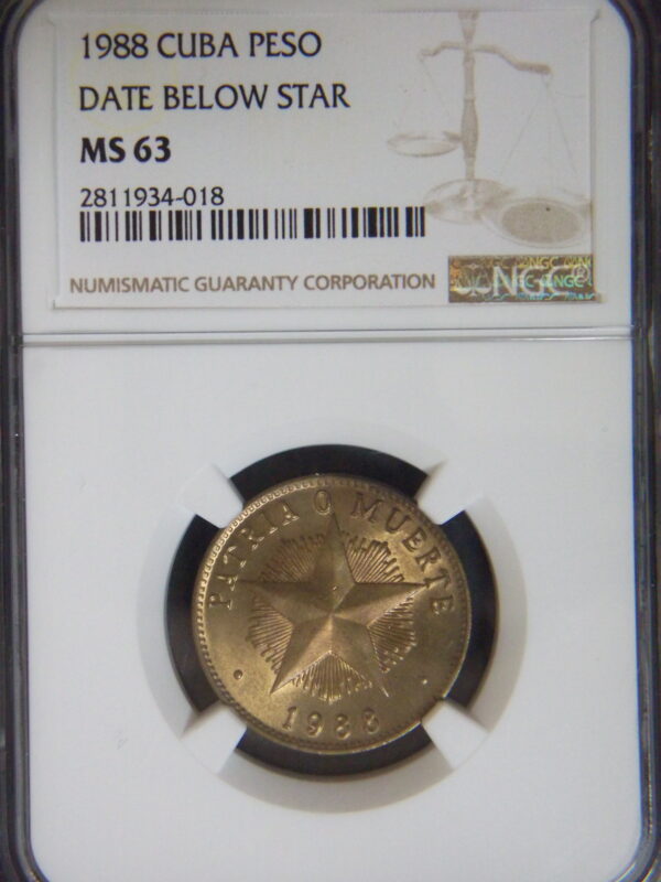 1988 Brass Peso NGC MS63