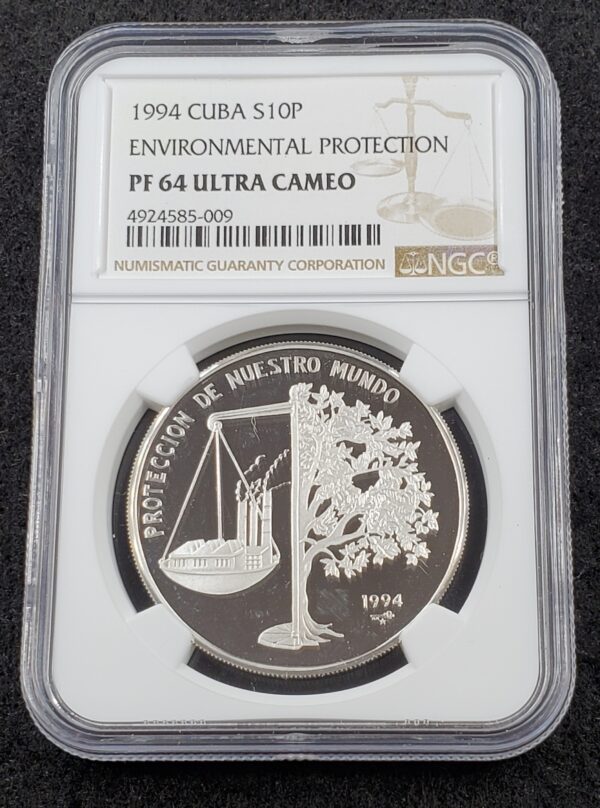 1994 Environmental Protection Silver 10 Pesos NGC PF64 Ultra Cameo