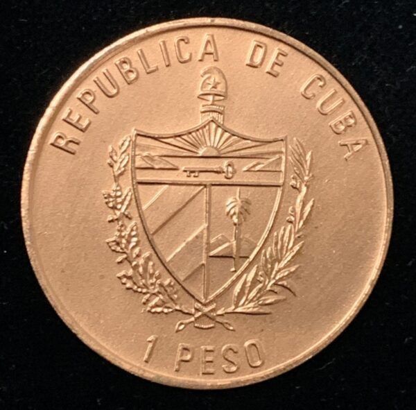 2009 Copper Cuba 1 Peso 50th Anniversary- Revolution Raul & Fidel KM#908 - Image 2