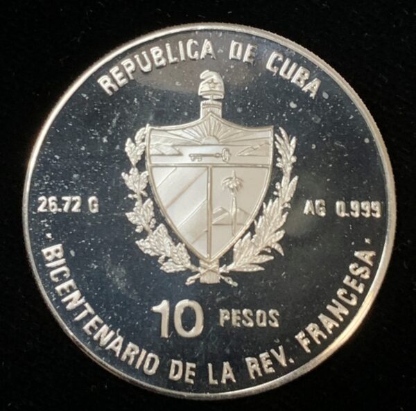 1989 Cuba 10 Pesos Bastille  KM#240 - Image 2