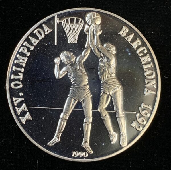 1990/1992 Cuba 10 Pesos 25th Olympic Games Barcelona-Basketball-Thin KM#362.1