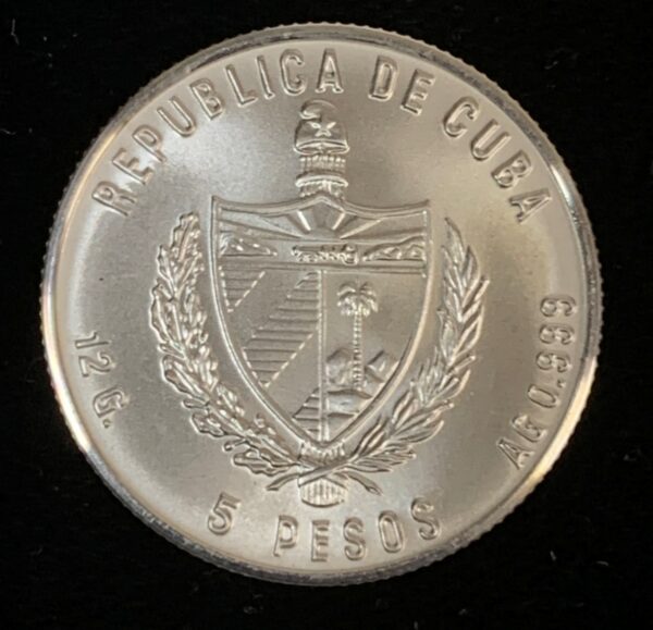 1988 Cuba 5 Peso Soccer World Championship Mexico 86' KM#185 - Image 2