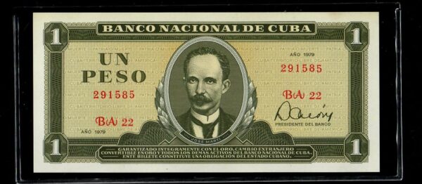 1979 Cuba 1 Peso Marti Banco Nacional UNC