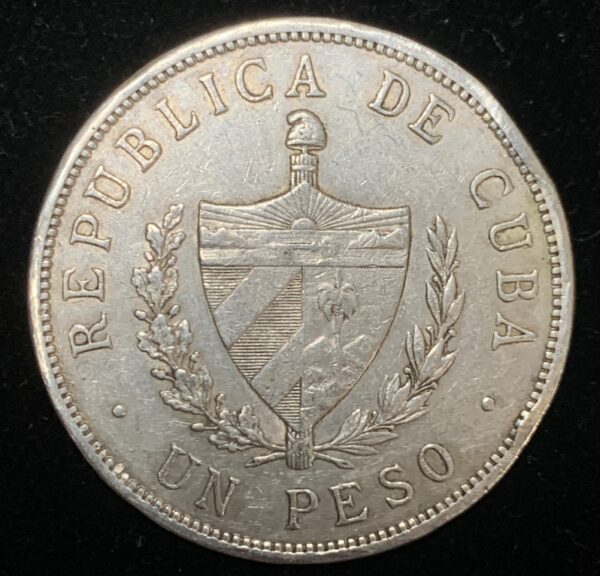 1934 Silver Cuban Star Peso AU Rim Filed - Image 2