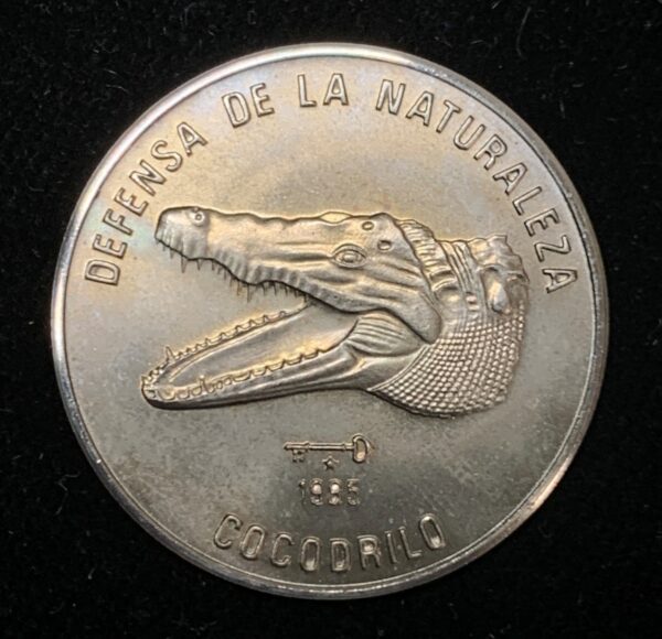 1985 Cuba 1 Peso Cuban Crocodile Head KM#124