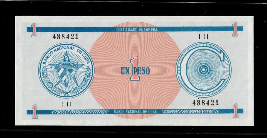 1987 Cuba Exchange Certificate 1 Peso Series C - COINACOPIA