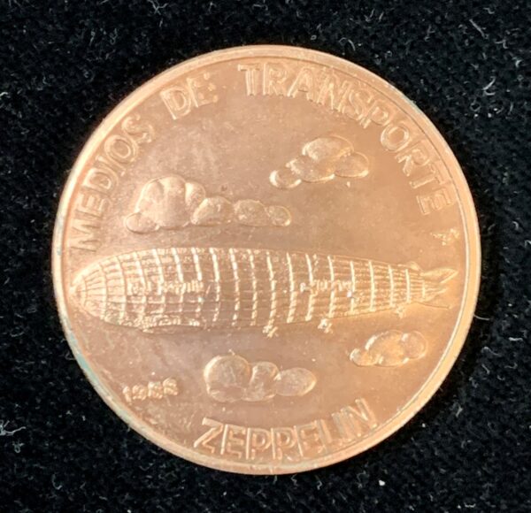 1988 Copper Cuba 1 Peso Zeppelin KM#513