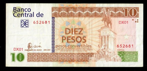 2004 Cuba Banco Central 10 Pesos Convertible XF