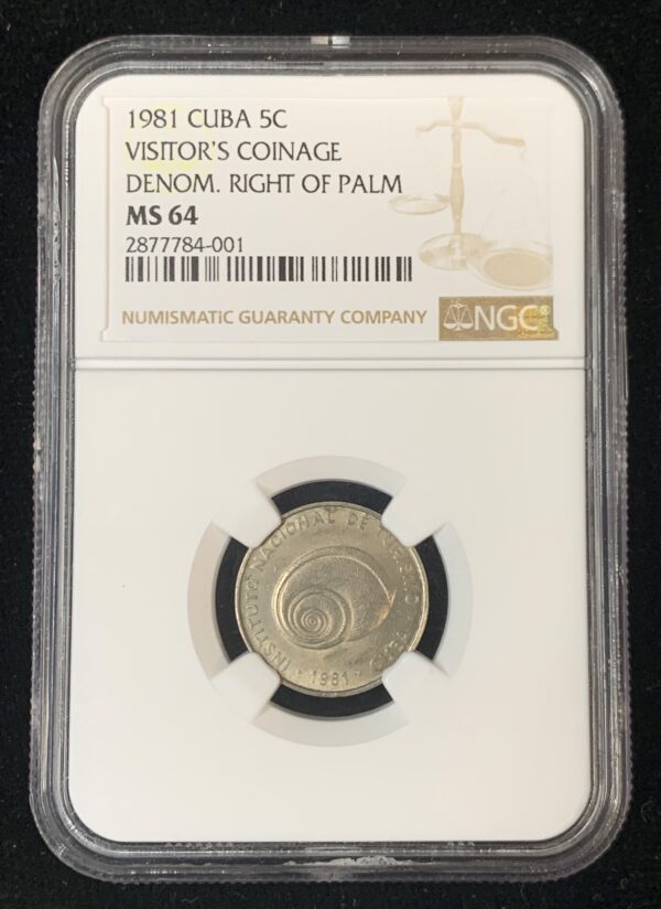 1981 Cuba 5 Centavos Intur NGC MS 64 Denom. Right of Palm