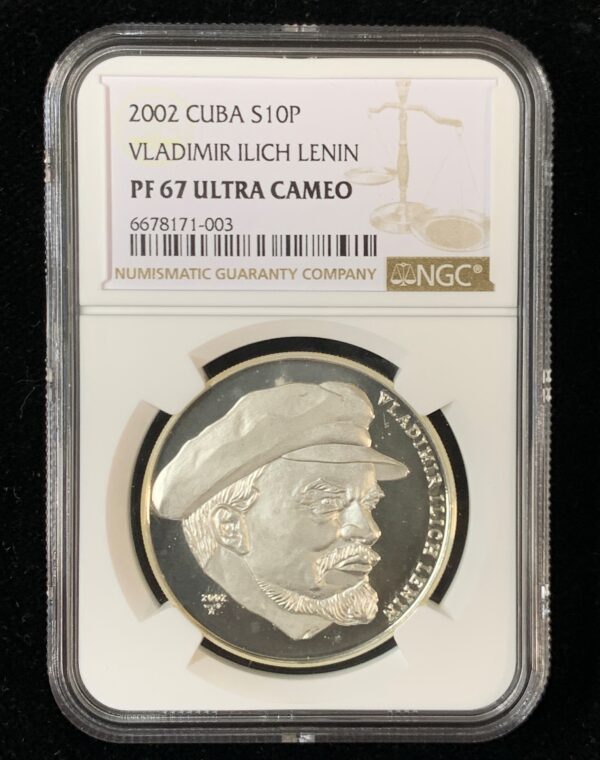 2002 Cuba 10 Pesos Vladimir Ilich Lenin NGC PF67 UC