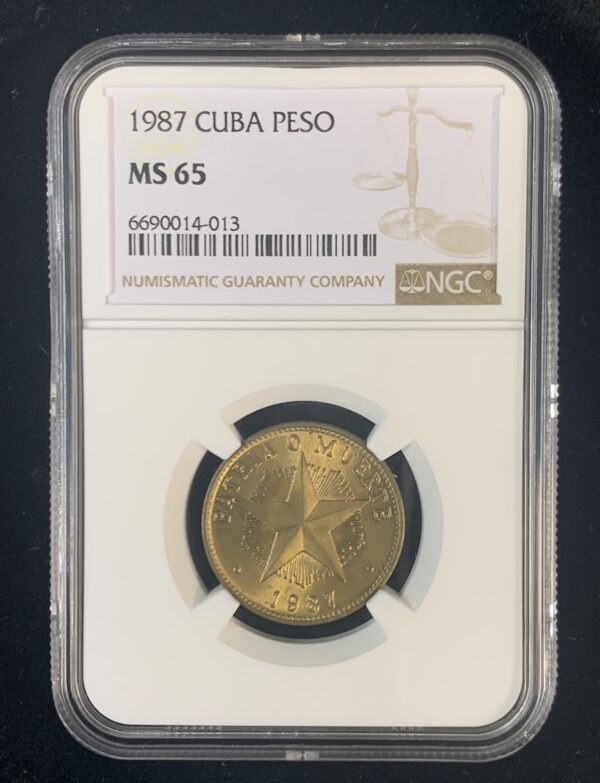 1987 Cuba 1 Peso NGC MS65