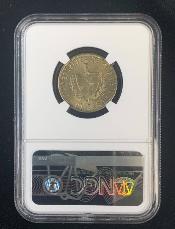 1987 Cuba 1 Peso NGC MS65 - Image 2