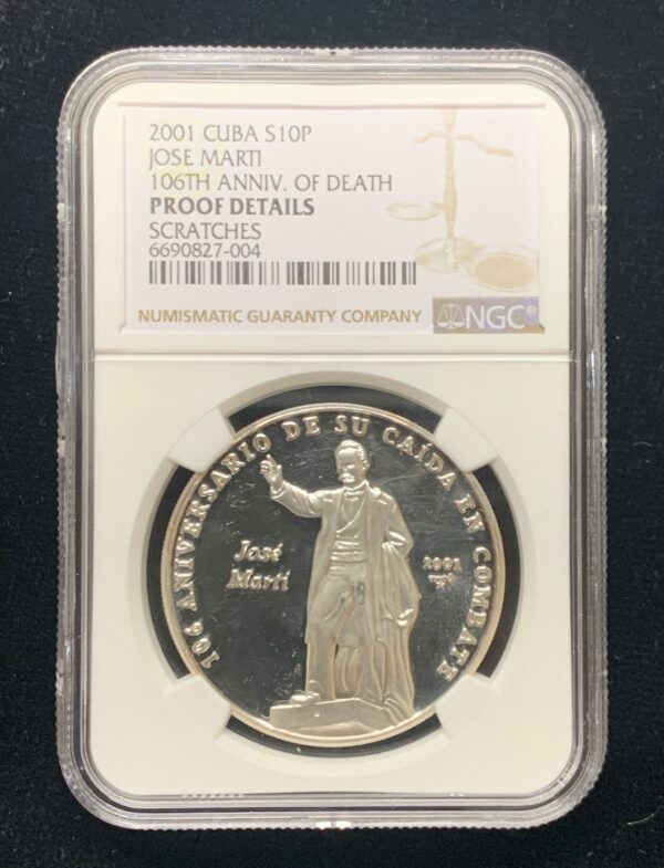 2001 Cuba 10 Pesos Jose Marti 106th Anniv. of Death NGC Proof Details