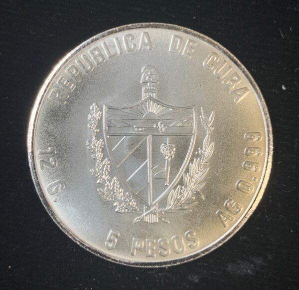 1991 Cuba 5 Pesos XV World Soccer Cup USA KM#338 - Image 2