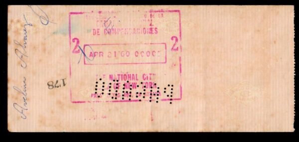 1960 Cuba Banco Gelats Canceled Check - Image 2