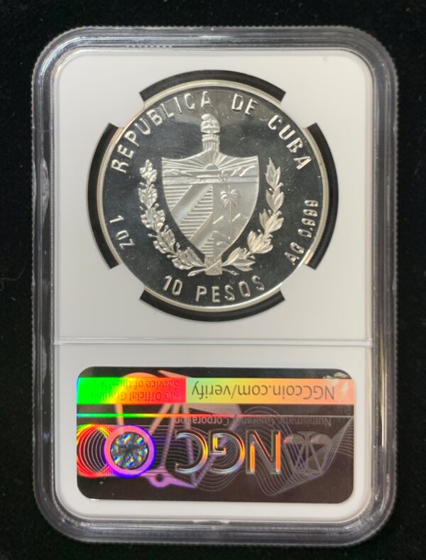 1996 Cuba 10 Pesos 40th Anniv. Granma Landing NGC PF69 UC - Image 2