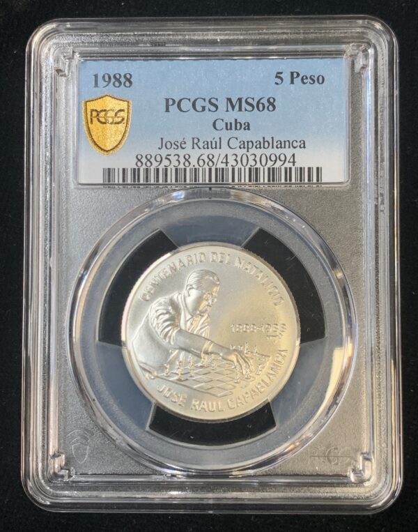 1988 Cuba 5 Pesos Jose Capablanca PCGS MS68