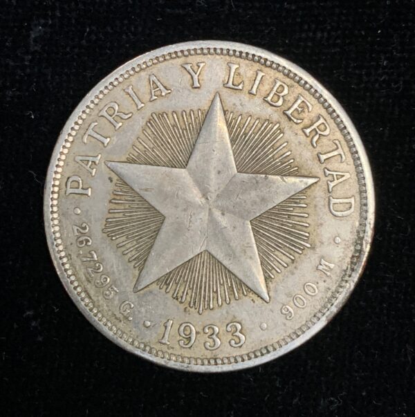 1933 Silver Cuban Star Peso XF