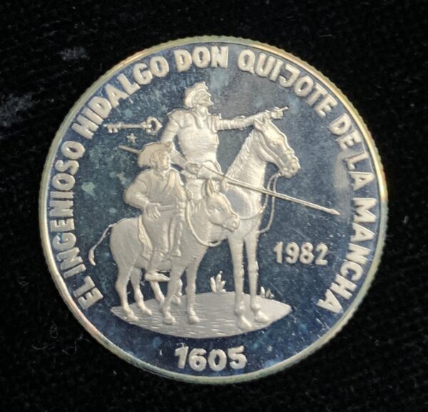 1982 Cuba 5 Peso Don Quijote and Sancho Panza Proof KM#101