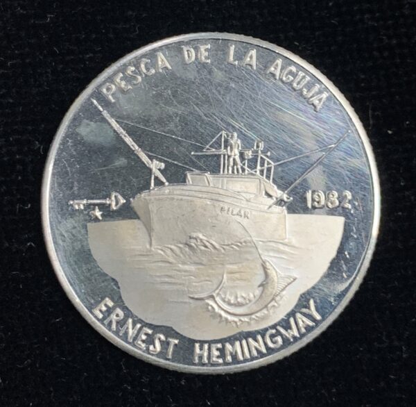 1982 Cuba 5 Peso Marlin Fishing Proof Hairlined KM#97