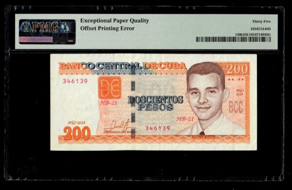 2018 Cuba 200 Pesos Offset Printing Error PMG 35 EPQ - Image 2