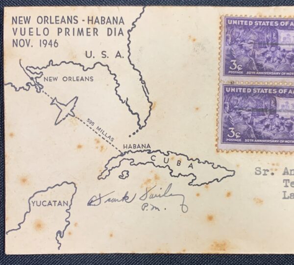 Cuba First Day Cover New Orleans-Habana First Day Flight Nov. 1946 - Image 4