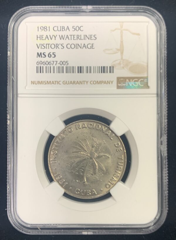 1981 Cuba 50 Centavos Visitor's Coinage NGC MS65 Heavy Waterlines