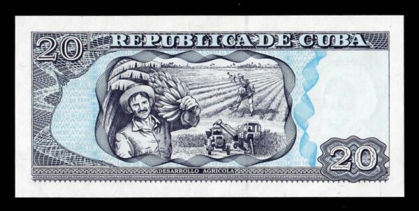 1998 Cuba 20 Pesos Banco Central UNC - Image 2