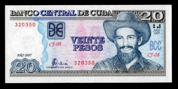 2007 Cuba 20 Pesos Banco Central UNC