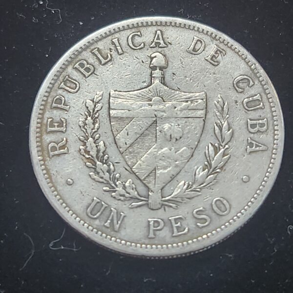 1915 Silver Cuban Star Peso High Relief VF Cleaned -18 - Image 2