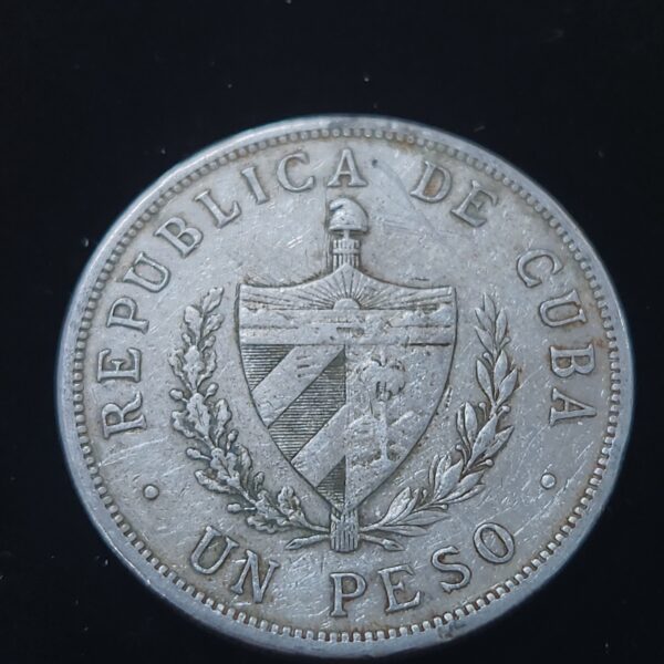 1915 Silver Cuban Star Peso High Relief VF Details -21 - Image 2