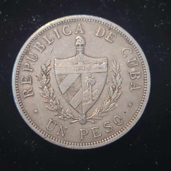 1933 Silver Cuban Star Peso XF -40 - Image 2