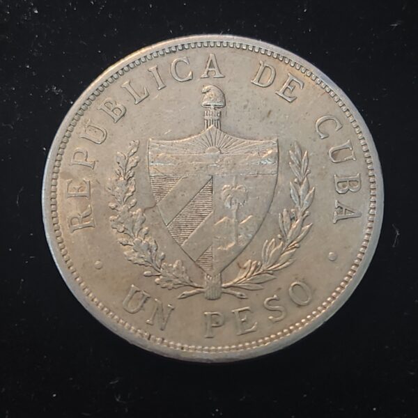 1934 Silver Cuban Star Peso XF/AU -57 - Image 2