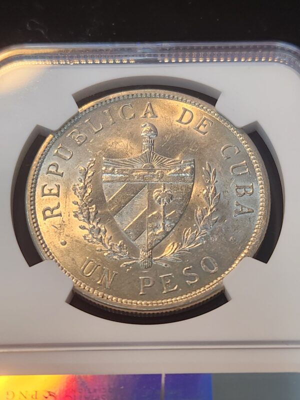 1915 Cuba Star Peso High Relief NGC MS 61 - Image 4