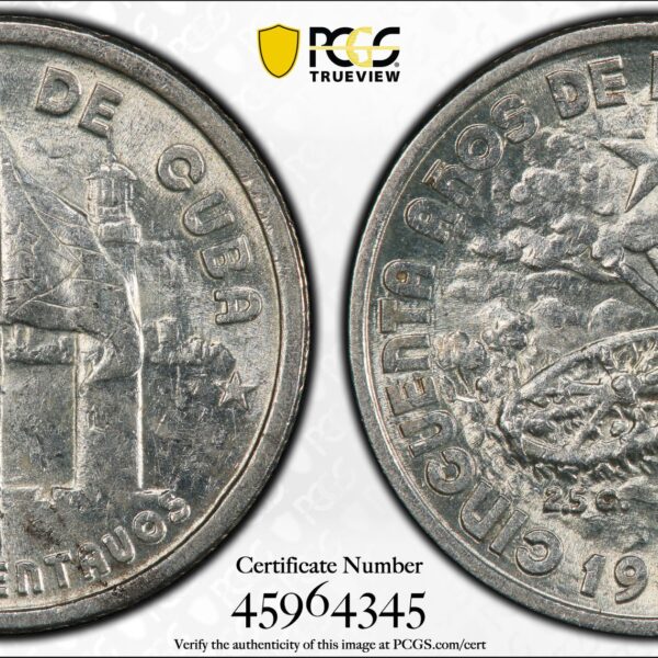 1952 Cuba 10 Centavos - PCGS MS63