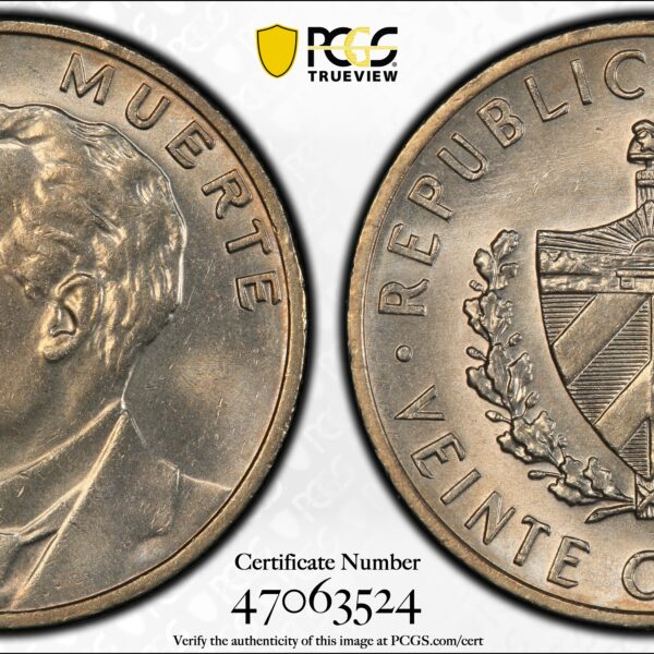1968 Cuba 20 Centavos - PCGS MS63