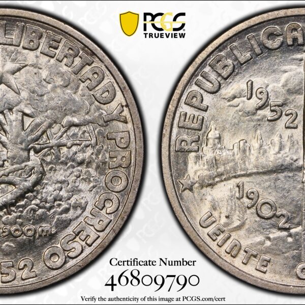 1952 Cuba 20 Centavos - PCGS MS61