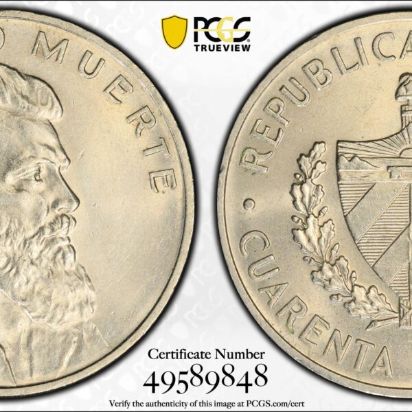 1962 Cuba 40 Centavos - PCGS MS62
