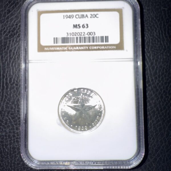 1949 Cuba 20 Centavos - NGC MS63