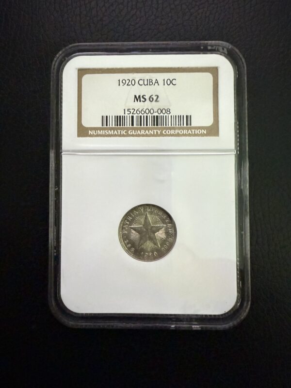 1920 Cuba 10 Centavos - NGC MS62