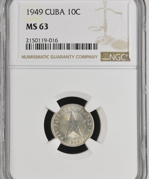 1949 Cuba 10 Centavos - NGC MS63