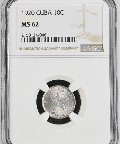 1920 Cuba 10 Centavos - NGC MS62