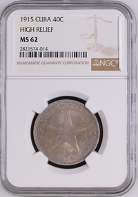 1915 Cuba 40 Centavos - NGC MS62
