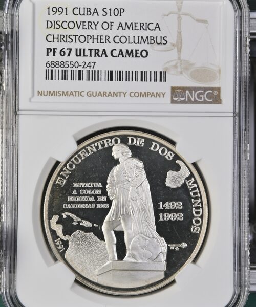 1991 Cuba 10 Pesos Discovery of America - NGC PF67 Ultra Cameo