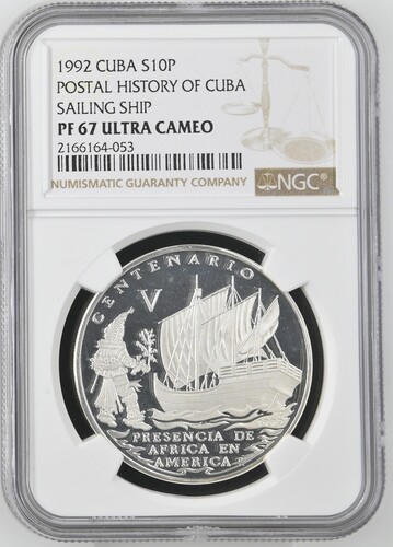 1992 Cuba 10 Pesos Postal History of Cuba - NGC PF67 Ultra Cameo