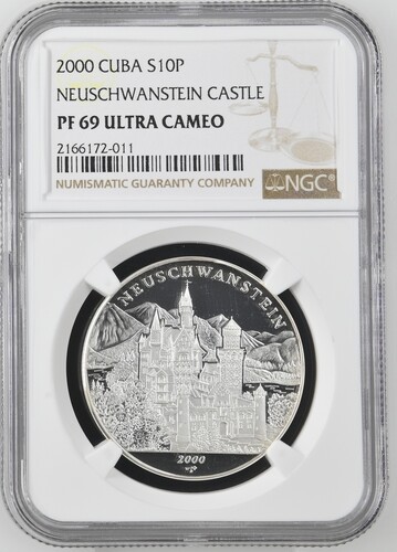 2000 Cuba 10 Pesos Neuschwanstein Castle - NGC PF69 Ultra Cameo