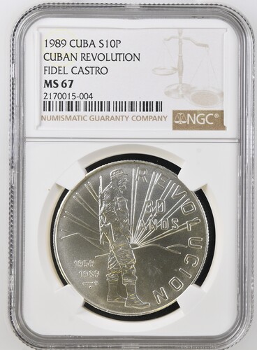 1989 Cuba 10 Pesos Cuban Revolution Fidel Castro - NGC MS67