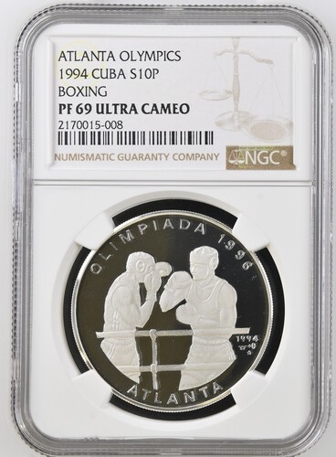 1994 Cuba 10 Pesos Atlanta Olympics Boxing - NGC PF69 Ultra Cameo